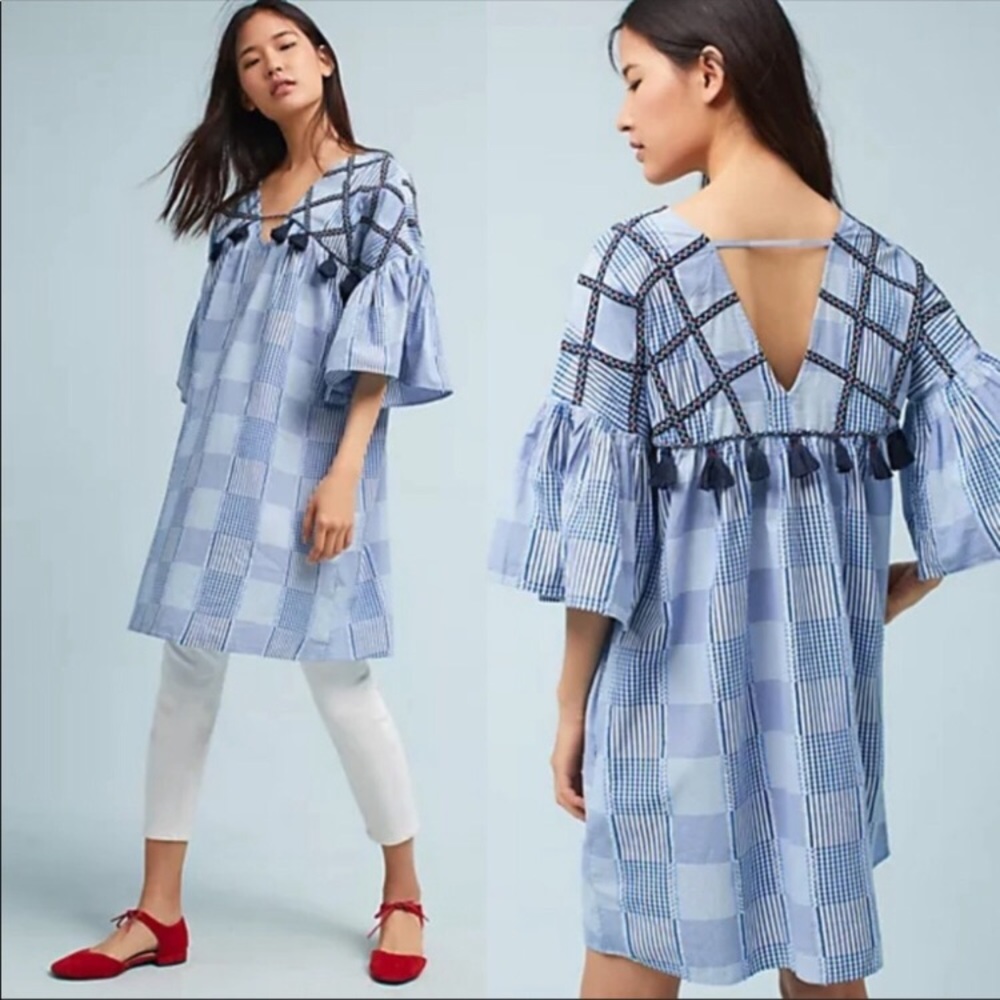 Anthropologie Blue Check Dress